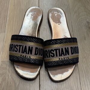 Dior Elegant Black and Gold Sandals